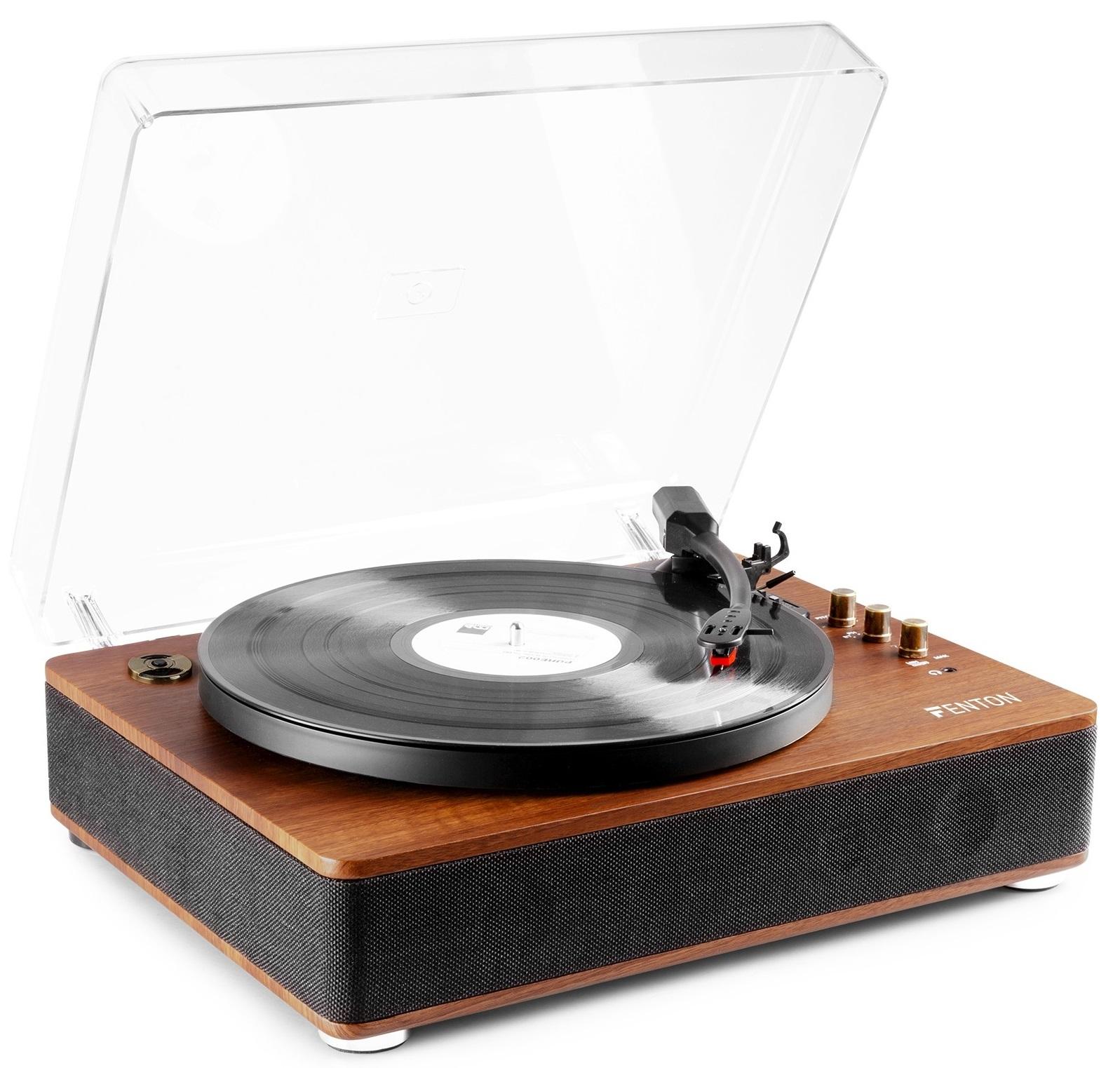 Gira Discos Bluetooth/USB 33/45/78 RPM (Madeira Escura) - FENTON