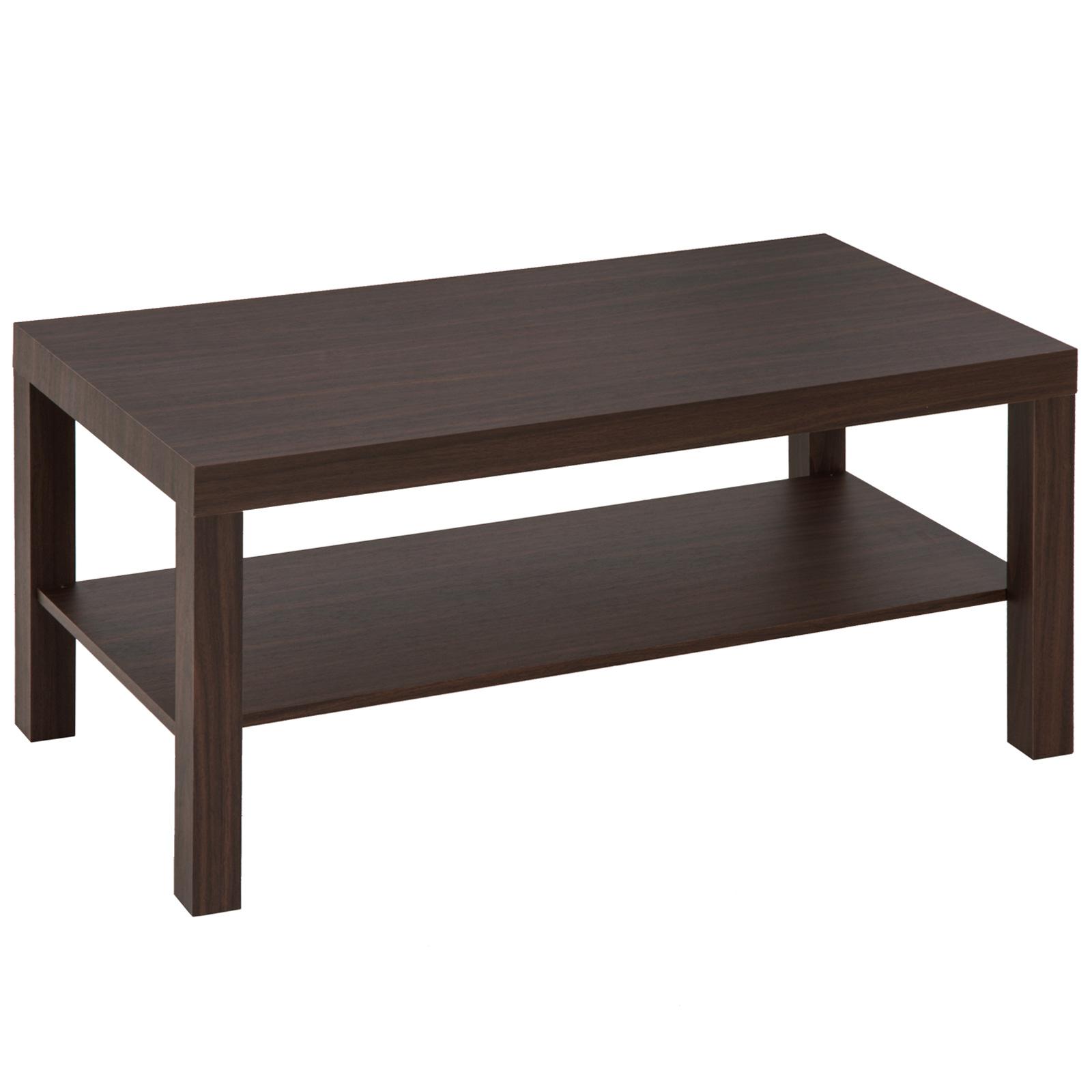 Mesa de Centro Mesa Auxiliar de 2 Níveis para Sala de Estar Escritório 90x45x45,5cm Nogueira