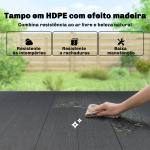 Mesa de Jantar Retangular para Jardim para 6 Pessoas com Tampo de HDPE Efeito Ripas e Estrutura Metálica 150x90x74 cm, Preto