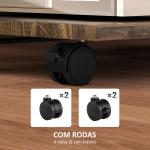 Mesa Auxiliar em Forma de C com Rodas para Sofá com Prateleiras Estrutura de Aço 52x34x60 cm Madeira e Preto