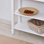 Mesa Consola Multifuncional Mesa Auxiliar para Sala de Estar Corredor Sala de Jantar com 2 Prateleiras 1 Gaveta Removível Puxador Estilo Retro Pinho 75,6x27,5x80,5 cm Madeira Natural e Branco