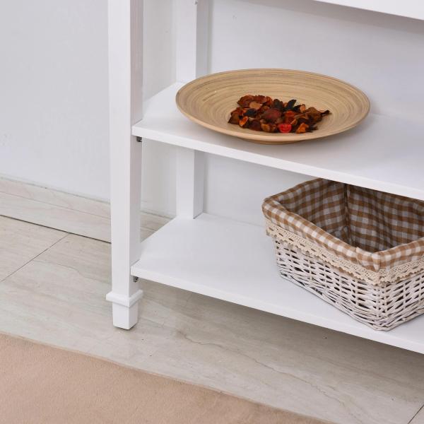 Mesa Consola Multifuncional Mesa Auxiliar para Sala de Estar Corredor Sala de Jantar com 2 Prateleiras 1 Gaveta Removível Puxador Estilo Retro Pinho 75,6x27,5x80,5 cm Madeira Natural e Branco