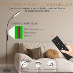 Candeeiro de Pé LED com Controlo Remoto e Tátil 5 Modos de Iluminação Temporizador de 60 Minutos Memória Ø22x175 cm Preto