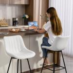 Conjunto de 2 Bancos de Bar Giratórios com Encosto Curvado e Apoio para os Pés Estofados em PU 47x54,5x97,5 cm Branco