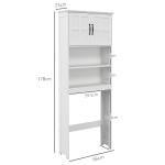 Móvel sobre Sanita Armário para Máquina de Lavar com 2 Portas Prateleiras Abertas e Ajustável 66x23x178 cm Branco