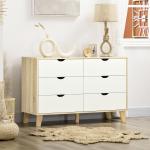 Cómoda com 6 Gavetas e Pés Elevados Cómoda para Dormitório Estilo Moderno Anti - Tombo 120x40x76cm Madeira e Branco