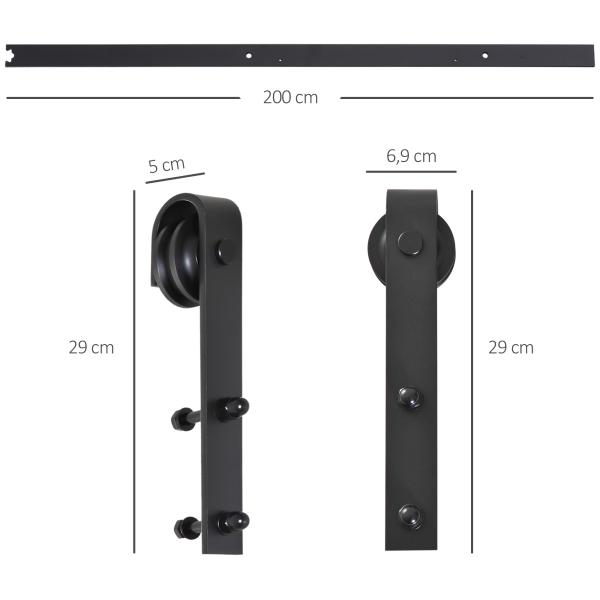 Kit de acessórios para porta de correr deslizante Conjunto de peças de metal Trilhos de rolo de aço carbono