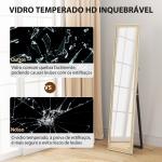 Espelho de Pé 157x37 cm Espelho Corpo Inteiro Grande com Moldura Bicolor para Utilizar Inclinado ou Suspenso Madeira