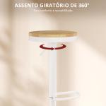 Conjunto de 2 Bancos de Bar Giratórios Bancos Altos de Cozinha com Descanso para Pés 38,5x38,5x60 - 80 cm Madeira e Branco