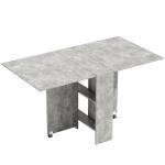 Mesa de Sala de Jantar Dobrável com 2 Prateleiras de Armazenamento e Rodas para Cozinha 75x140x74 cm Cinza