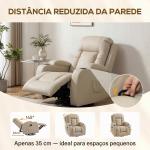 Poltrona de Massagem Reclinável até 145° com 8 Pontos de Massagem por Vibração Função de Aquecimento 82x99x103 cm Creme