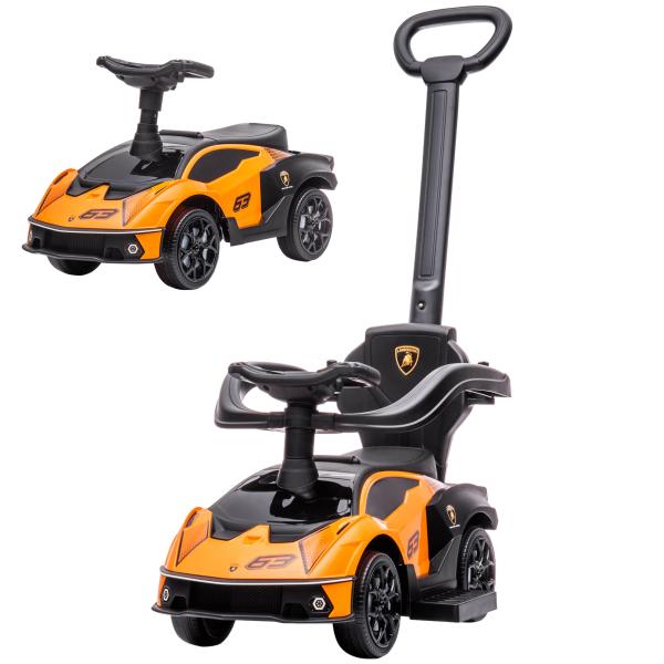 Carro Andador Lamborghini Essenza SCV2 Carro Andador com Buzina Guiador e Grade de Segurança 86,5x40x89,5cm Laranja