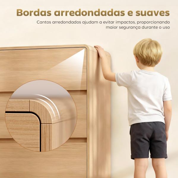 Cómoda com 6 Gavetas Bordos Arredondadas Cómoda para Sala Cozinha Entrada Escritório 120x38x86 cm Madeira