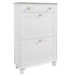 Sapateira Branca Móvel Sapateira Estreita com 2 Portas e 1 Gaveta para 8 Pares de Sapatos 60x23,5x98,5 cm Branco