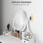 Toucador de Maquilhagem com Banco MDF e Madeira Maciça 80x40x140cm Branco