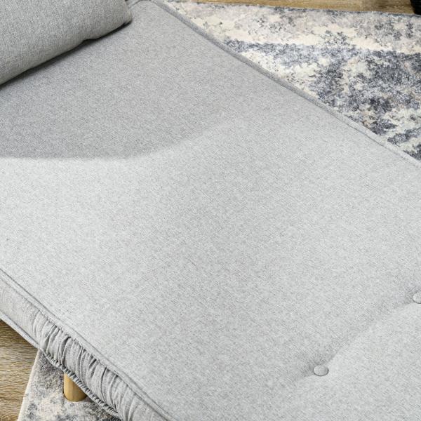 Poltrona 2 em 1 Sofá Cama Individual Dobrável com Encosto Ajustável e Almofada Carga 150 kg 72x78x79 cm Cinza