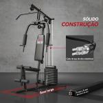 Máquina de Musculação com Pesos Ajustáveis de 45 kg, Press de Peito e Pernas, Polia, 135x103x200 cm, Preto