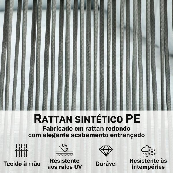 Conjunto de Móveis de Jardim em Ratã Sofá de Canto com Almofadas e Mesa de Centro para Terraço Exterior Azul Claro