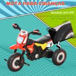 Mota para Crianças acima de 18 Meses Mota a Pedais para Crianças com 3 Rodas Luzes e Sons Realistas 71x40x51 cm Vermelho