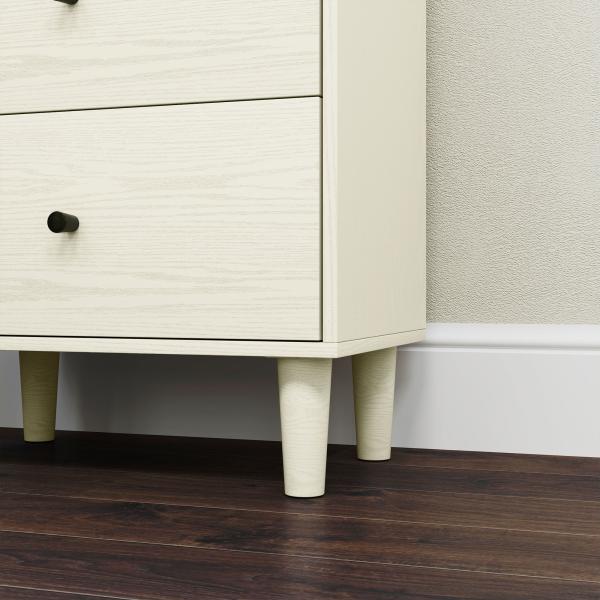 Cómoda com 3 Gavetas Cómoda de Quarto Estreita com Prateleiras Abertas Anti - Tombo Gaveteiro Alto 47x29x95 cm Branco Acinzentado