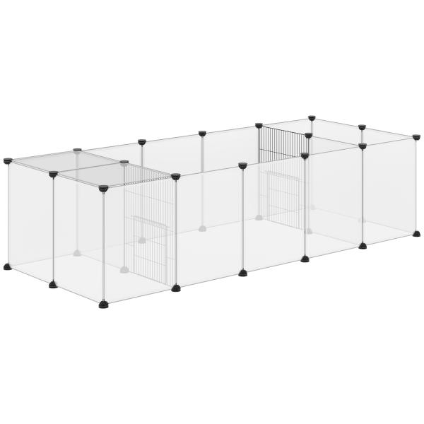Recinto para Animais de Estimação DIY com 20 Painéis Parque para Pequenos Animais Modular 175x70x45 cm Translúcido