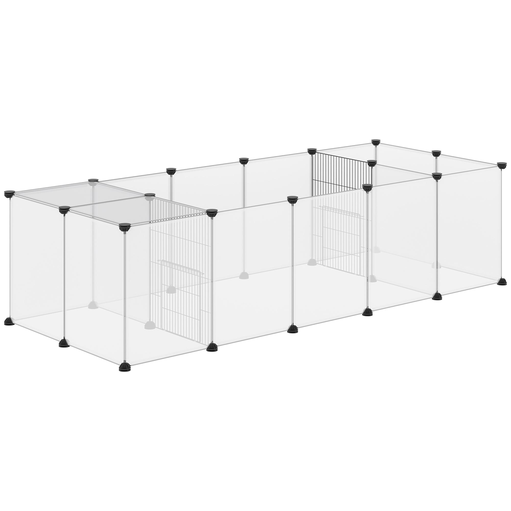 Recinto para Animais de Estimação DIY com 20 Painéis Parque para Pequenos Animais Modular 175x70x45 cm Translúcido