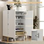 Sapateira de 5 Níveis com Portas e Prateleiras Ajustáveis para 15 - 20 Pares 72x31,5x95 cm Branco