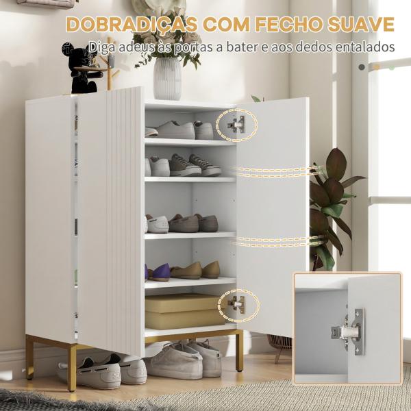 Sapateira de 5 Níveis com Portas e Prateleiras Ajustáveis para 15 - 20 Pares 72x31,5x95 cm Branco