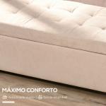 Banco de Armazenamento Acolchoado Banco Estofado em Linho Tampa com Abertura 125x49x41,5 cm Bege