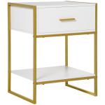 Mesa de Cabeceira Mesa Auxiliar com 1 Gaveta e Prateleira de Armazenamento para Dormitórios Sala de Estar Escritório Estilo Moderno 45x40x60cm Branco