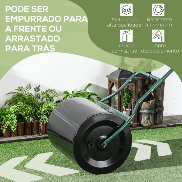 Rolo de gramado para jardim com capacidade de 60L preenchível com areia ou água de 50 cm de diâmetro preto