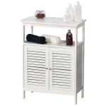 Armário Casa de Banho com 2 Portas Persianas e Compartimento Aberto Desenho Moderno 60x30x81,6 cm Branco