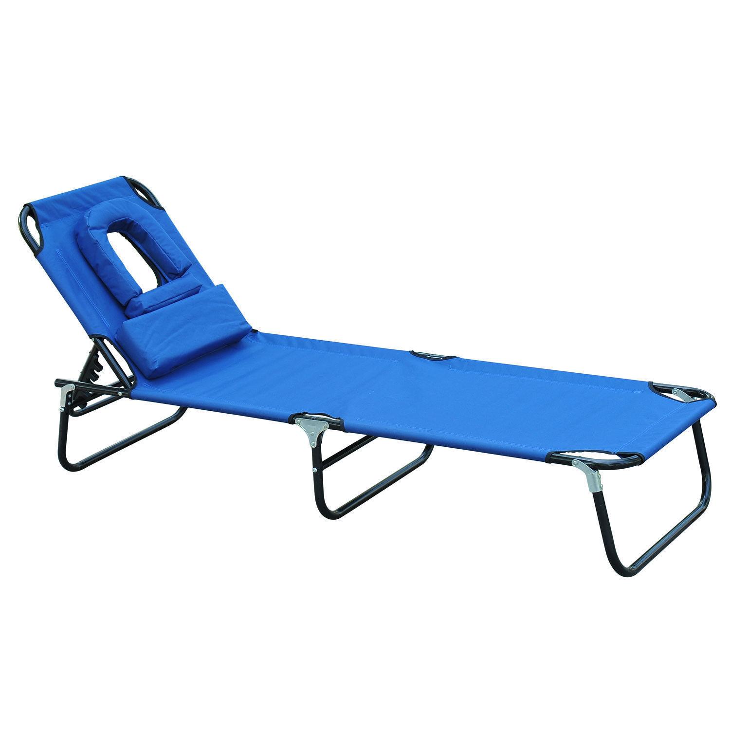 Espreguiçadeira Dobrável com Encosto Ajustável em 4 Posições Espreguiçadeira de Jardim com Almofada Estrutura de Aço Tecido Oxford para Acampamento Praia Terraço 190x56x28cm Azul