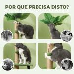Árvore Arranhadora para Gatos 83 cm com Folhas Artificiais, Poste em Juta, Plataformas em Pelúcia e 2 Brinquedos, Verde