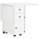 Mesa Dobrável c/ 2 Gavetas e Rodas para Jantar Mesa Auxiliar Multifuncional 120x60x76,5cm Branco
