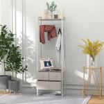 Suporte para Cabides com 3 Gavetas de Tecido Barra para Pendurar e Prateleira para Entrada Quarto 58,5x30x178 cm Natural