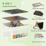 Conjunto de Mesa e 2 Cadeiras Infantis 2 em 1 com Ardósia Gavetas de Tecido e Espaço de Armazenamento para Quarto Cinza