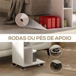 Mesa Auxiliar em Forma de C Mesa Auxiliar para Sofá com Rodas Compartimentos Abertos 40x30x69 cm Branco