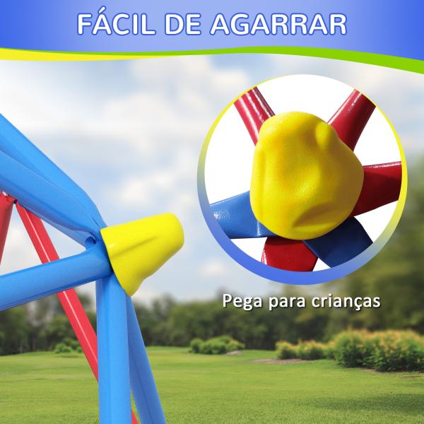 Cúpula de Escalada Conjunto de Cúpula Geométrica Parque Infantil para 3 - 8 Anos para Jardim Ø183x90 cm Vermelho e Azul