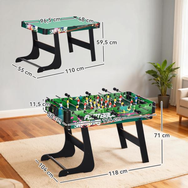 Mesa de Jogos 6 em 1 Dobrável Bilhar Matraquilho Ping Pong Lançamento de Anéis Hóquei com Bastão e Hóquei com Discos 118x104x71cm Multicor