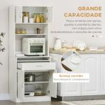 Armário de Cozinha com 4 Portas Bandeja Amovível Prateleira Ajustável Gaveta e Bancada para Micro - Ondas 70x40x180 cm Branco