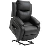 Poltrona Relax Levanta Pessoas com Controle Remoto Reclinação Elétrica de 160° Apoio para os Pés Encosto Estofado em PU e Bolsos Laterais 76x90x105cm Preto