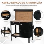 Bancada de Trabalho 98,5x48x140 cm Mesa de Trabalho com Painel Perfurado Gaveta Prateleira e Armário com Fechadura Preto