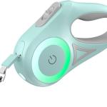 Trela Retrátil 3 mts c/ Luz LED e RGB p/ Animais de Estimação (Verde) - ROJECO