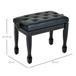 Banco de Piano Altura Ajustável Assento de Couro Sintético Pernas em Madeira 64x35x55 cm Preto