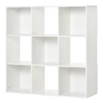 Estante para Livros de 3 Níveis Estante de Madeira com 9 Compartimentos Estante Modular 91,5x29,5x91,5 cm Branco