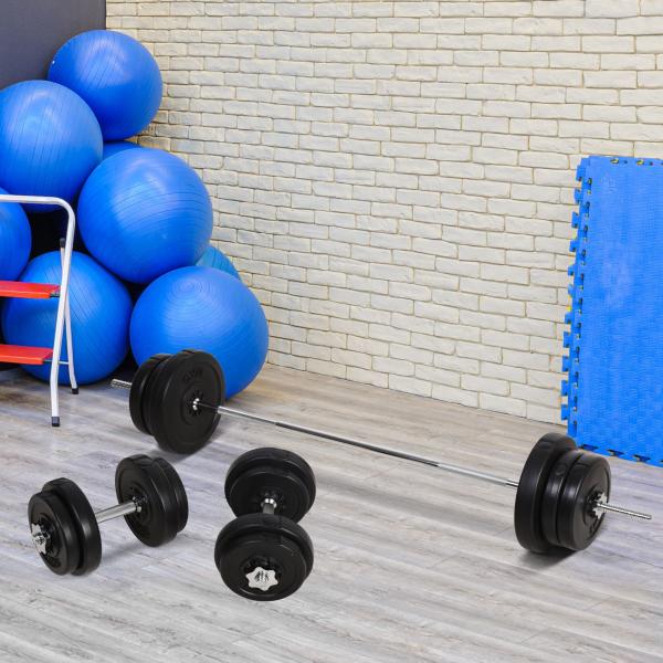 Conjunto de Barras de Pesos com 14 Discos de Pesos Intercambiáveis até 55kg Conjunto de Pesos e Barras Ajustáveis para Culturismo Treinamento Fitness em Casa Academia Preto