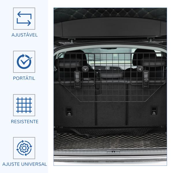 Grade de Segurança de Carro para Cães Universal Grade de Segurança para Cães com Largura Ajustável 90 - 120x40,5cm Preto
