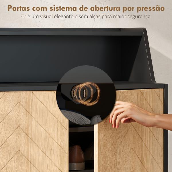 Sapateira para Entrada com Prateleiras Ajustáveis para 15 Pares de Sapatos 75x35x104 cm Preto e Madeira