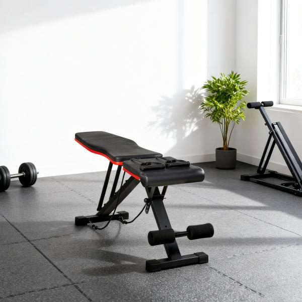 Banco de Musculação Dobrável com Extensão de Perna e Banda de Resistência 130x34x48 - 109 cm Preto